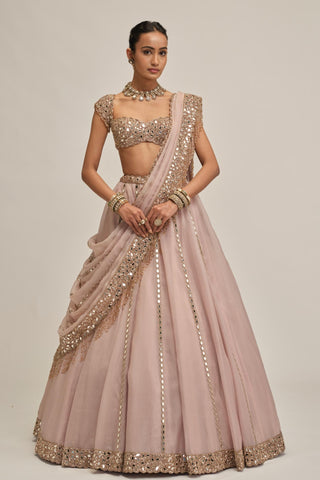 pink lehenga set - Indian Wedding - modern maharani mirrorwork by Vvani by Vani Vats