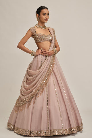 pink lehenga set - Indian Wedding - modern maharani mirrorwork by Vvani by Vani Vats