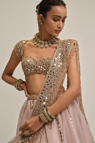 pink lehenga set - Indian Wedding - modern maharani mirrorwork by Vvani by Vani Vats