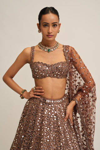 beige lehenga set - Indian Wedding - modern maharani mirror by Vvani by Vani Vats