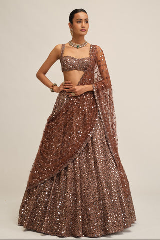 beige lehenga set - Indian Wedding - modern maharani mirror by Vvani by Vani Vats