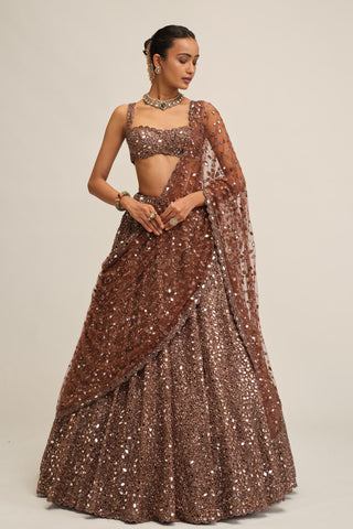 beige lehenga set - Indian Wedding - modern maharani mirror by Vvani by Vani Vats