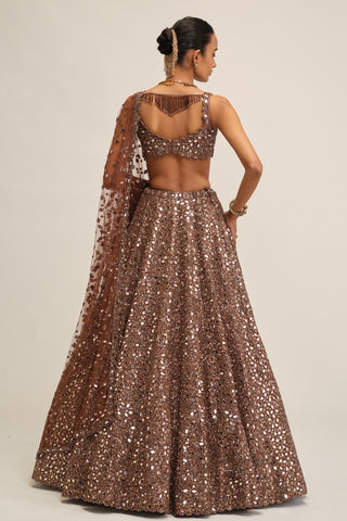 beige lehenga set - Indian Wedding - modern maharani mirror by Vvani by Vani Vats