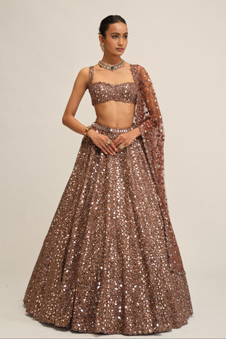 beige lehenga set - Indian Wedding - modern maharani mirror by Vvani by Vani Vats