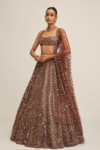 beige lehenga set - Indian Wedding - modern maharani mirror by Vvani by Vani Vats
