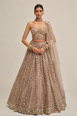 pink corset lehenga - Indian Wedding - modern maharani cutwork corset by Vvani by Vani Vats