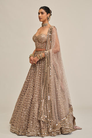 pink corset lehenga - Indian Wedding - modern maharani cutwork corset by Vvani by Vani Vats