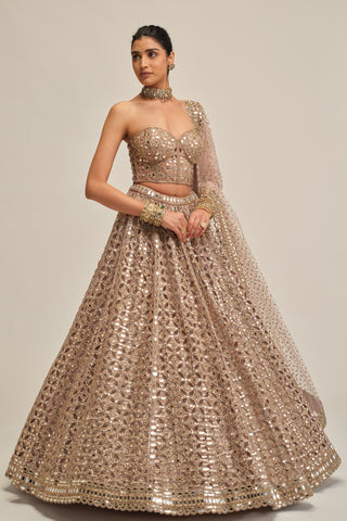 pink corset lehenga - Indian Wedding - modern maharani cutwork corset by Vvani by Vani Vats