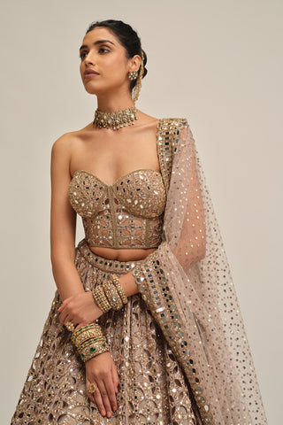 pink corset lehenga - Indian Wedding - modern maharani cutwork corset by Vvani by Vani Vats