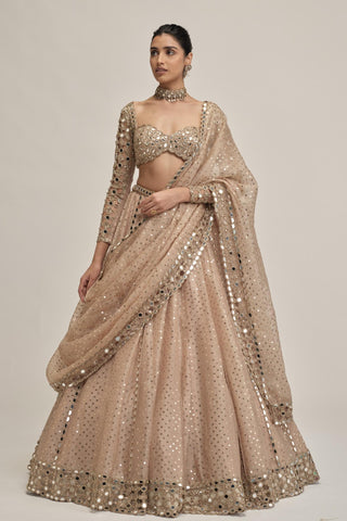 Cutwork Lehenga Set - Indian Wedding - Beige Modern Maharani by Vvani by Vani Vats