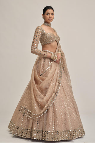 Cutwork Lehenga Set - Indian Wedding - Beige Modern Maharani by Vvani by Vani Vats