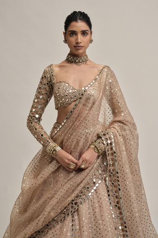 Cutwork Lehenga Set - Indian Wedding - Beige Modern Maharani by Vvani by Vani Vats
