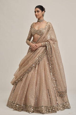 Cutwork Lehenga Set - Indian Wedding - Beige Modern Maharani by Vvani by Vani Vats