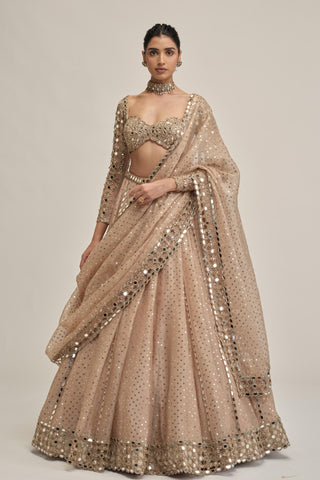 Cutwork Lehenga Set - Indian Wedding - Beige Modern Maharani by Vvani by Vani Vats