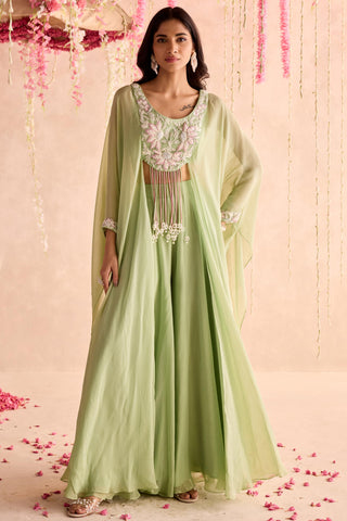 Green lily under bloom sharara set