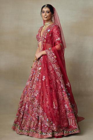 Red Lehenga Set for Indian Wedding – Lovebirds by Shasha Gaba