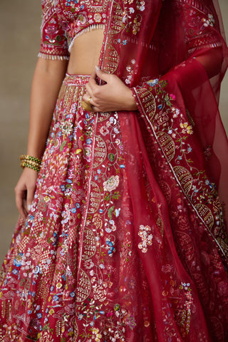 Red Lehenga Set for Indian Wedding – Lovebirds by Shasha Gaba