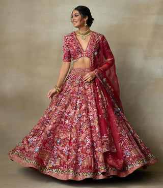 Red Lehenga Set for Indian Wedding – Lovebirds by Shasha Gaba