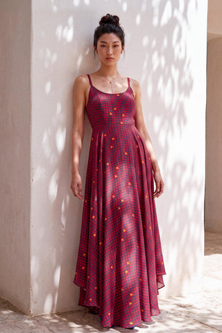 Dress Contemporary Wear - Red Love Grid by Nautanky