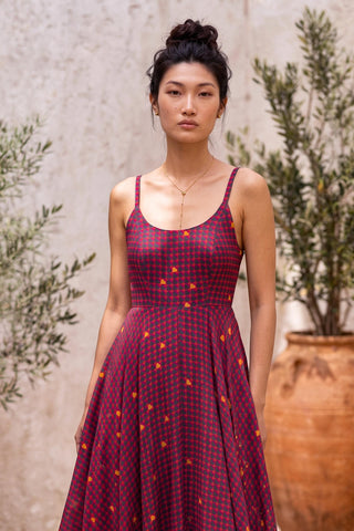 Dress Contemporary Wear - Red Love Grid by Nautanky