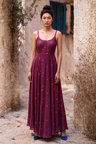 Dress Contemporary Wear - Red Love Grid by Nautanky
