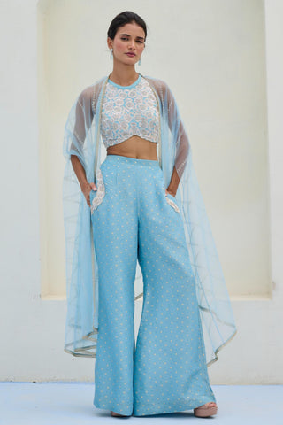 Cape Set Traditional Wear - Blue Lara Cape Set by Chamee & Palak