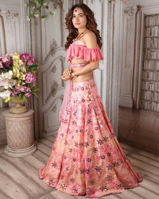 Tal dal pink tie & dye lehenga set