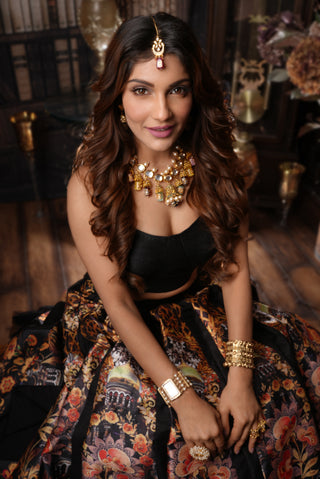Black paradise lehenga and blouse