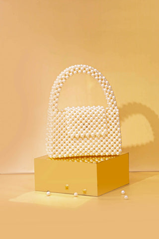White lenora pearl handbag