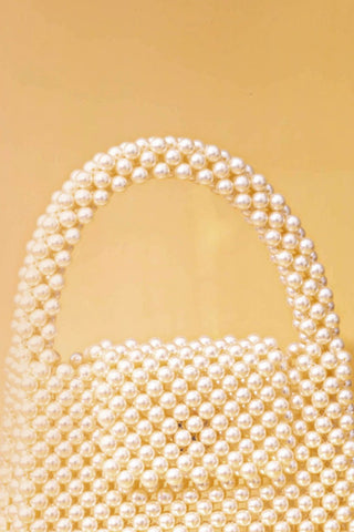 White lenora pearl handbag