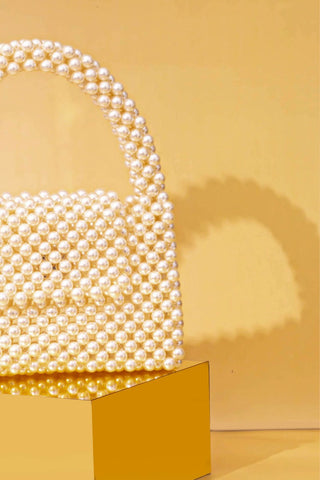 White lenora pearl handbag