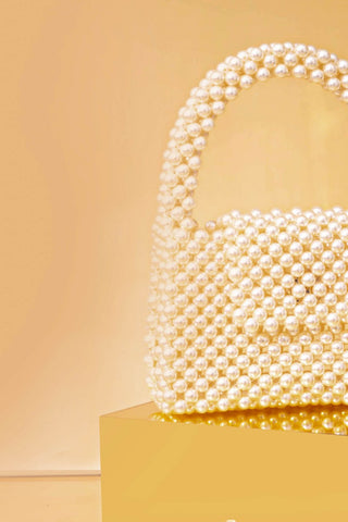 White lenora pearl handbag