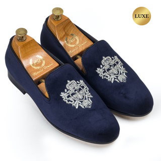 Navy blue the regal bee slip-ons