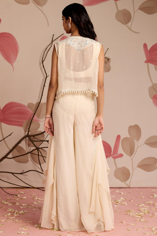 Ivory marigold under bloom sharara set