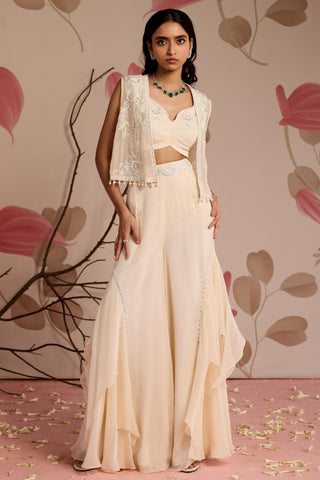 Ivory marigold under bloom sharara set