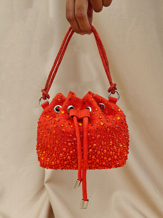Orange vibrant swarovski crystal mini bling bag