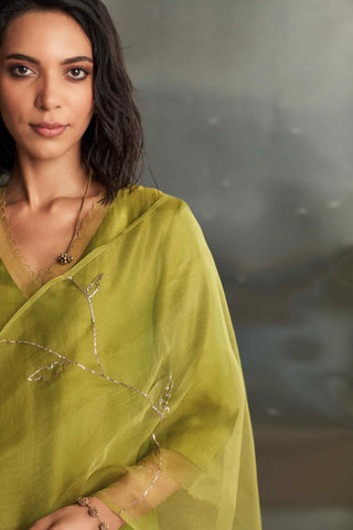 Berry green chanderi straight kurta set