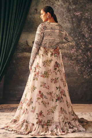 Saree With Jacket Indian Wedding – Winter Elixia Ivory by Mani Bhatia