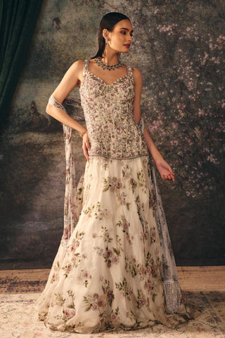 Corset Skirt Set Contemporary Wear – Ivory Mimi Skirt by Mani Bhatia