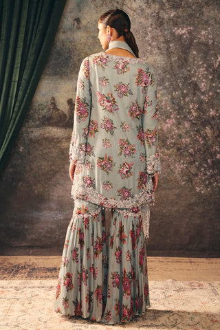 Printed Sharara Set Indian Wedding – Blue Victoria Sharara by Mani Bhatia