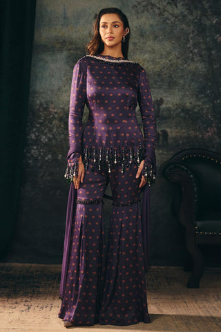 Gharara Set Indian Wedding – Purple Zaria Gharara by Mani Bhatia