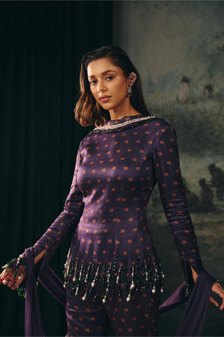 Gharara Set Indian Wedding – Purple Zaria Gharara by Mani Bhatia