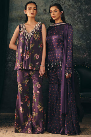 Gharara Set Indian Wedding – Purple Zaria Gharara by Mani Bhatia