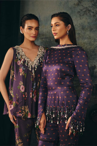 Palazzo Set Contemporary Wear – Purple Miraya Pants by Mani Bhatia