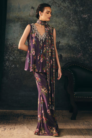 Palazzo Set Contemporary Wear – Purple Miraya Pants by Mani Bhatia
