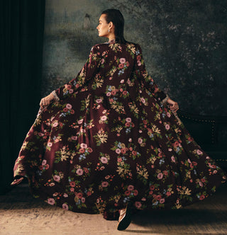 Gharara Set Contemporary Wear – Maroon Elaris Jacket by Mani Bhatia