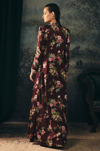 Gharara Set Contemporary Wear – Maroon Elaris Jacket by Mani Bhatia