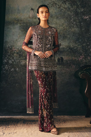 Sharara Set Indian Wedding – Maroon Maline Sharara by Mani Bhatia