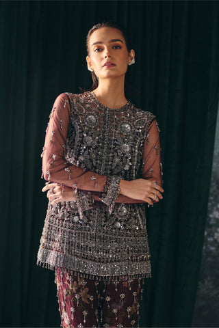 Sharara Set Indian Wedding – Maroon Maline Sharara by Mani Bhatia