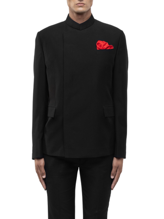 Black classic stand collar bandhgala set